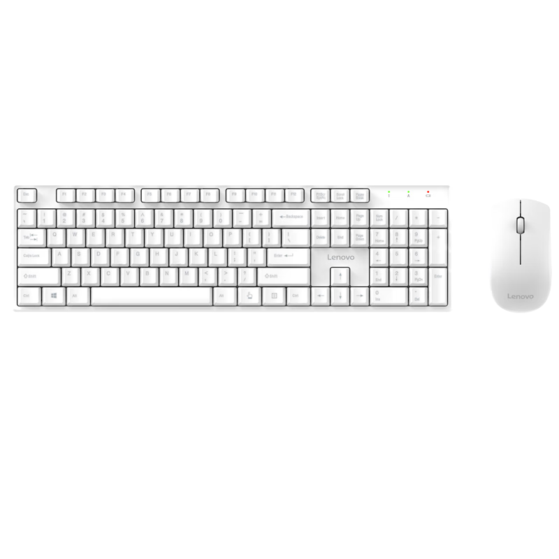 Lenovo Wireless Keyboard And Mouse Combo, Wireless Keyboard And Mouse Set, Office Mouse And Keyboard Combo, MK23 White, Computer Keyboard Laptop Keyboard