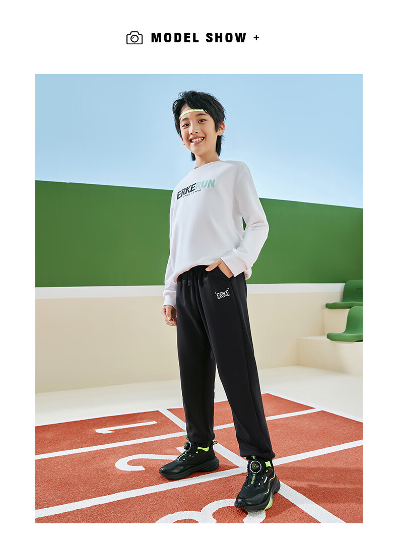 ERKE Children's Clothing, Boys And Girls Long Pants, Kids Thick Knitted Trousers, Warm, Black, Size 140 14