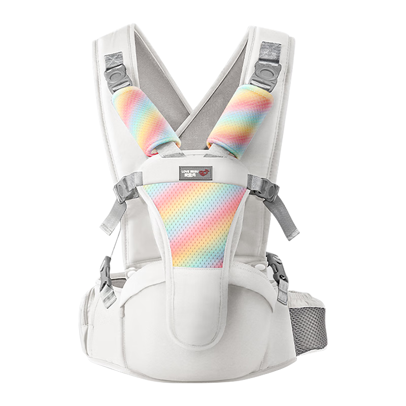 Baby Friend Waist Stool, Baby Seat, Infant Carrier, Dual-Use Front And Back, Multifunctional, for Carrying Babies Outdoors, Rainbow White