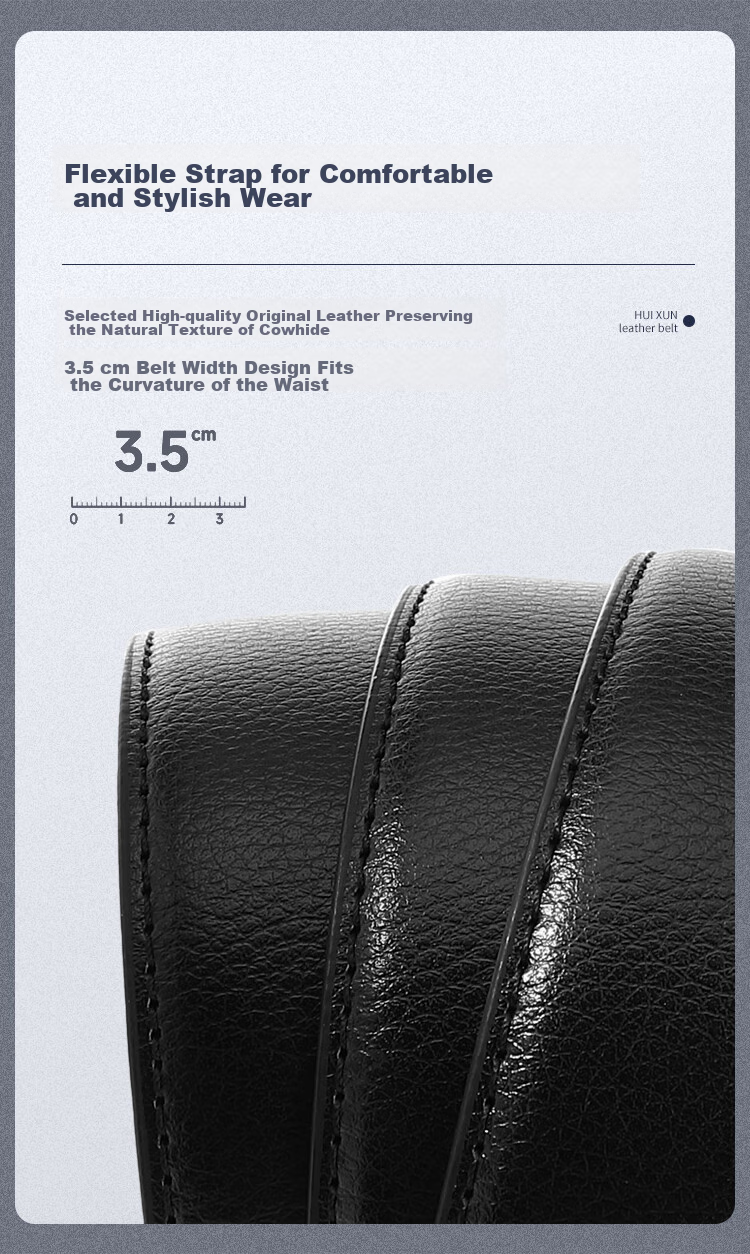 Huixun Men's Leather Belt, Business Casual Automatic Buckle, Genuine Leather Waistband, Gift for Boyfriend, Husband, Father, Birthday Present 2