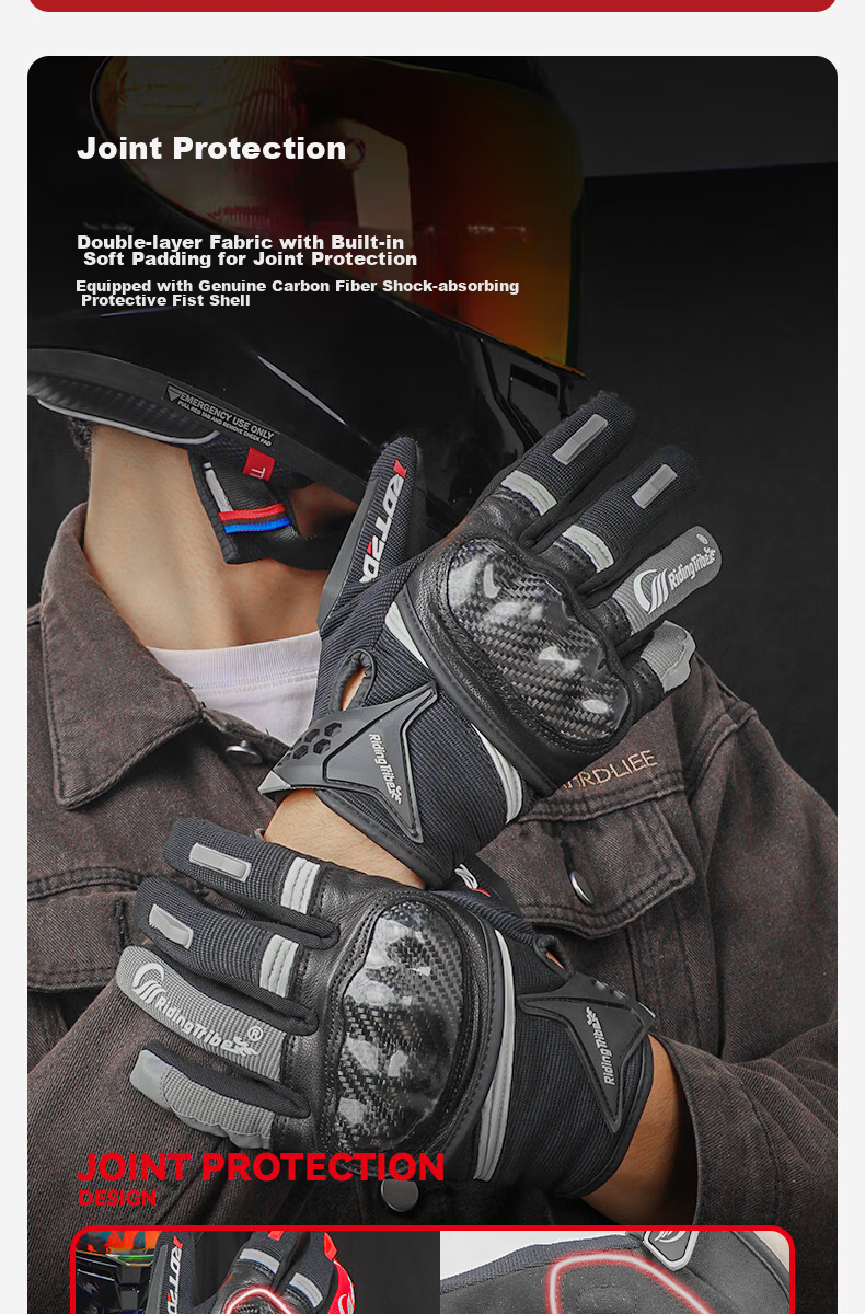 RidingTribe Motorcycle Riding Gloves, Winter Fleece-Lined Thickened Warm Waterproof Electric Bike Anti-Fall Motorcycle Gloves 4