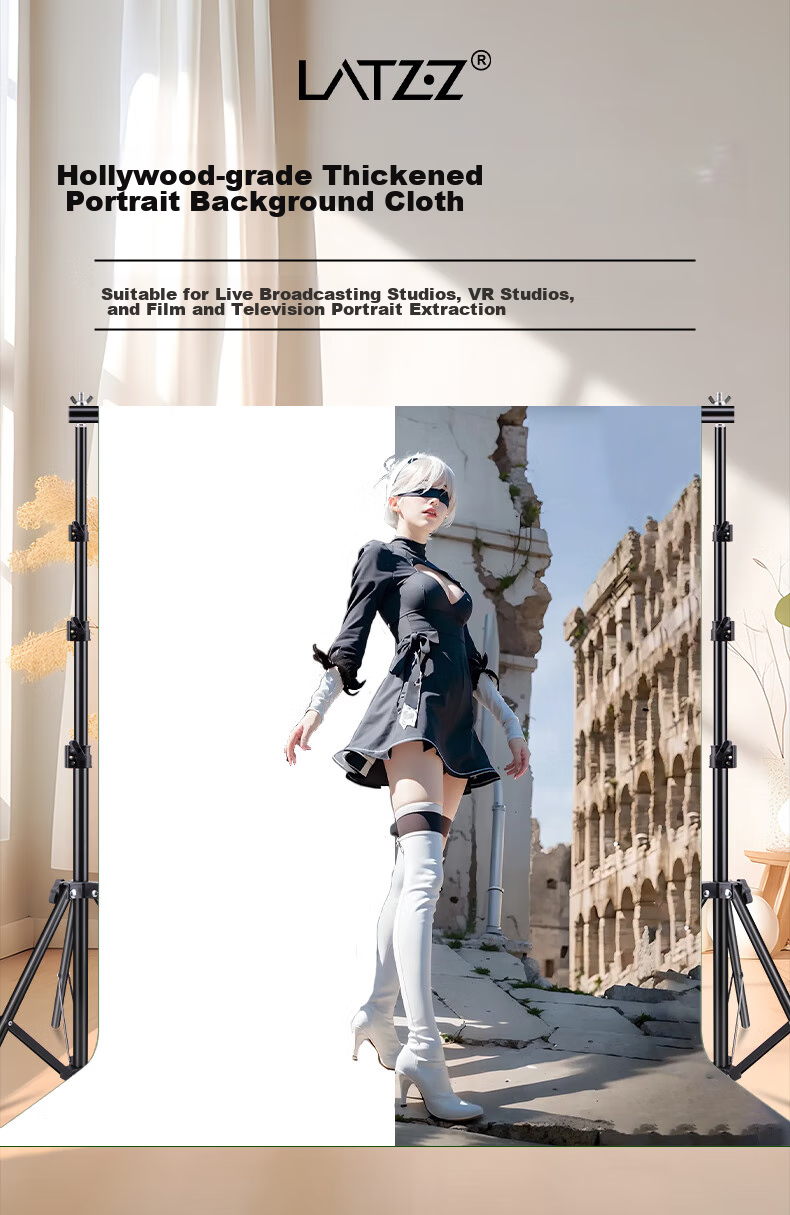LATZZ 1.6*2 Meter White Live Streaming Backdrop, Photography White Cloth, Solid Color Thickened Curtain, Chroma Key Cloth, Product Photo Background Cloth, Portrait Photography ID Photo Shooting Soft Light Non-Woven Fabric 2