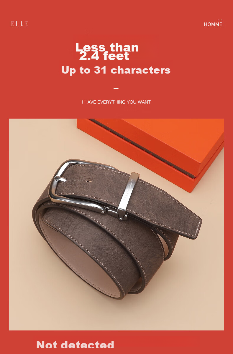 ELLE HOMME Men's Leather Belt, Fashionable Pin Buckle Waistband, Top-Grain Cowhide Casual Trouser Belt for Men, Birthday Gift for Me 11