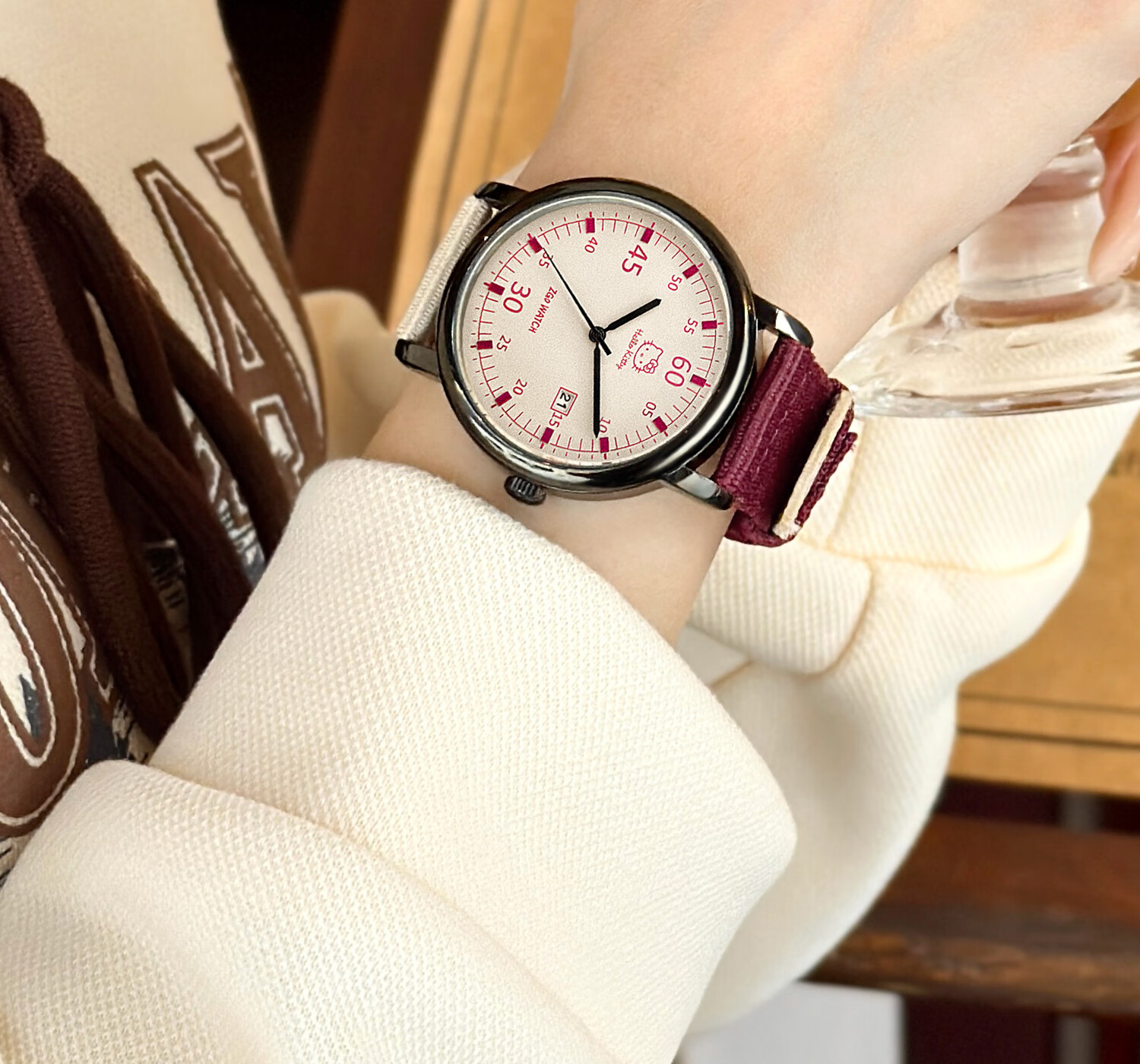 Hello Kitty Watch for Female Students, Specialized for Middle School And High School Exams, Retro Canvas Strap Quartz Watch, Sanrio Birthday Gift 21