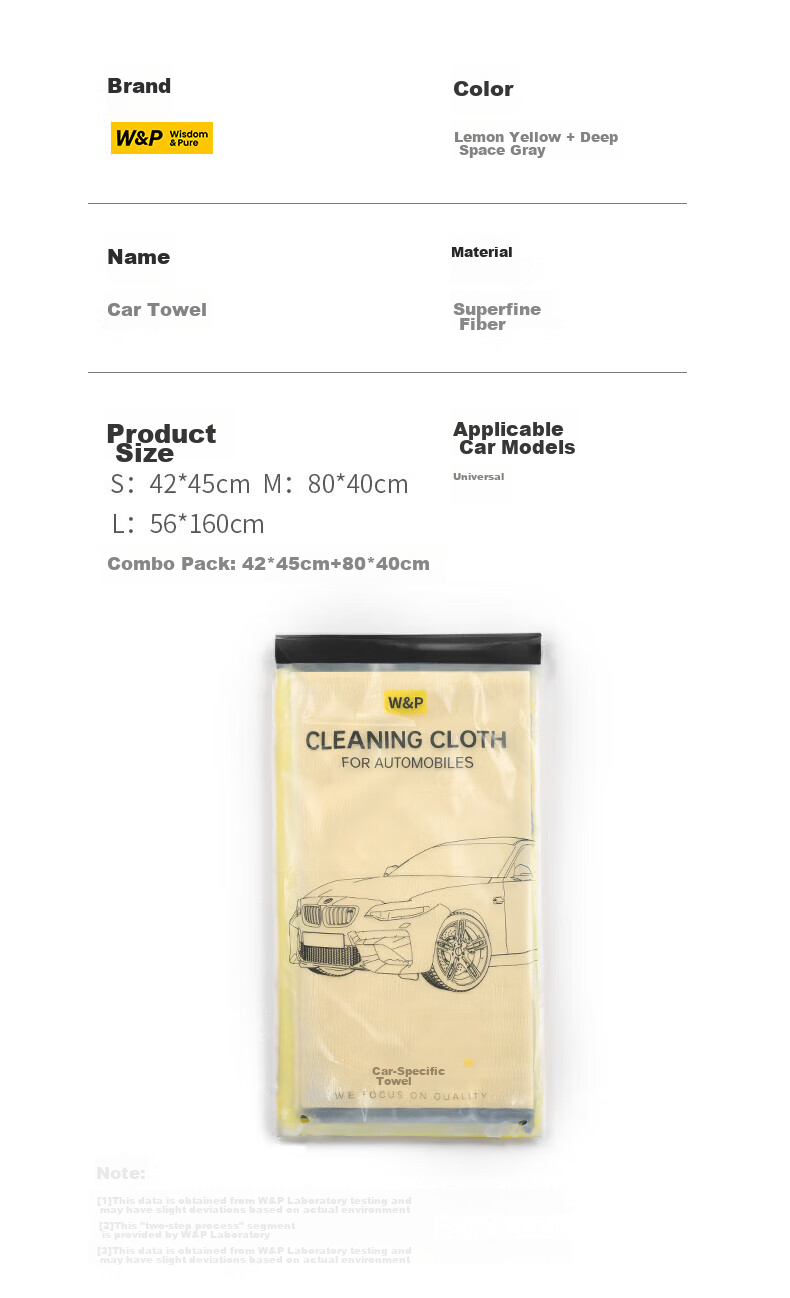 W&P Car Wash Towel, Specialized Car Cleaning Towel, Car-Specific Towel, Lint-Free, Absorbent Fiber, Large Size Car Cleaning Cloth 17