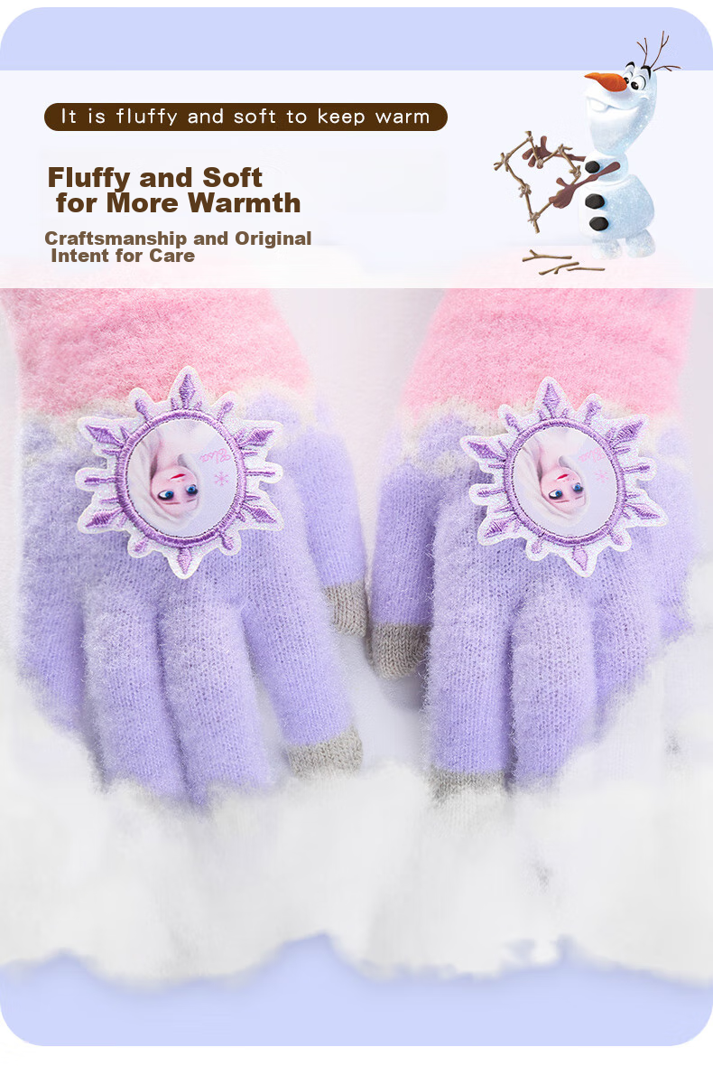 Disney Children's Gloves for Girls, Spring Baby Detachable Five-Finger Gloves, Elementary School Student Writing Gloves SP70288 Blue 8