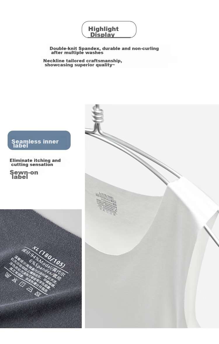 Modaier Sleeveless Tank Top for Men, Seamless Thin Style for All Seasons, Inner Wear, Athletic Undershirt, White Base Layer for Me 9