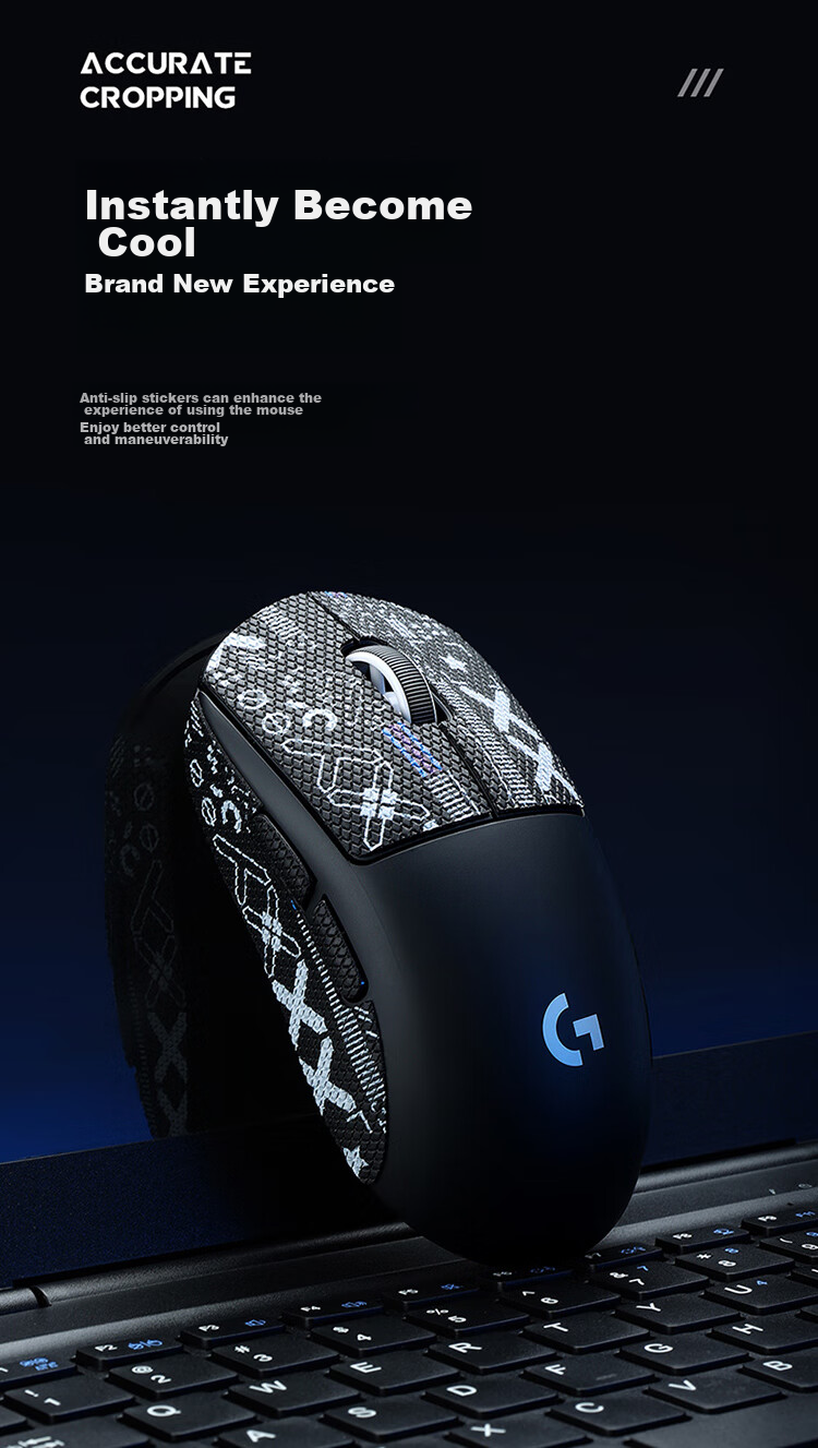 BUBM GpW2 Logitech Mouse Anti-Slip Sticker, Dog Shit King II/III Generation Sticker, Sweat-Absorbing Anti-Slip Scratch-Resistant Sticker, E-Sports Gaming Mouse Pad, GPW2/3 Generation Lizard Skin Full Coverage White Printed Patter 3