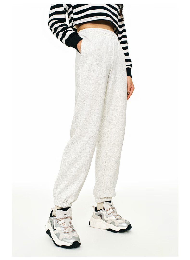 ANTA Snow Owl Fleece-Lined Knit Jogger Pants Women's Winter Casual Warm Trousers College Sports Pants 31