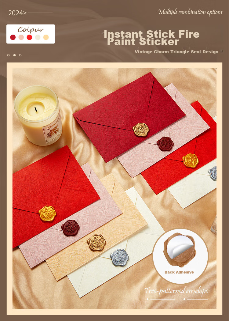 Kingdee Perfume Tree Pattern Envelope Greeting Card Set of 4, Qixi Valentine's Day Gift Cards, Cute Lacquer High-End Gift Artistic Letter Writing Love Note Confessio 5