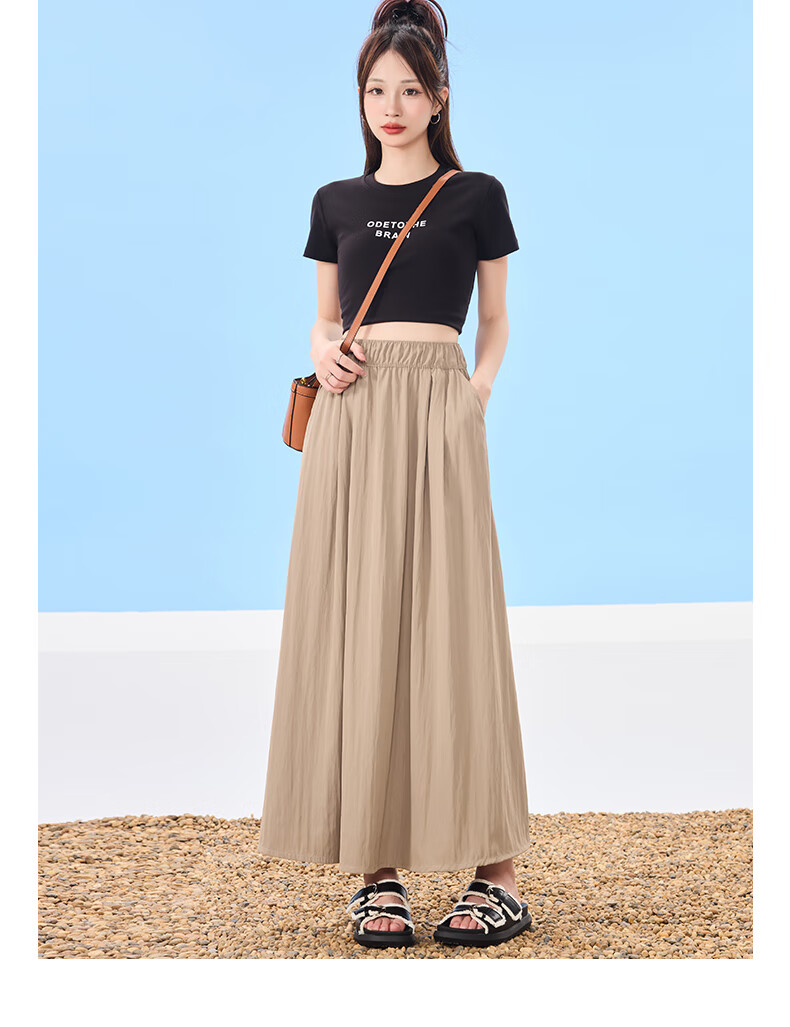 Ziyouxi Women's Midi Skirt, 2026 New Summer Thin Style, High-Waisted A-Line Slimming Umbrella Skirt, Pleated Long Skirt, Petite Yamamoto Skirt 12