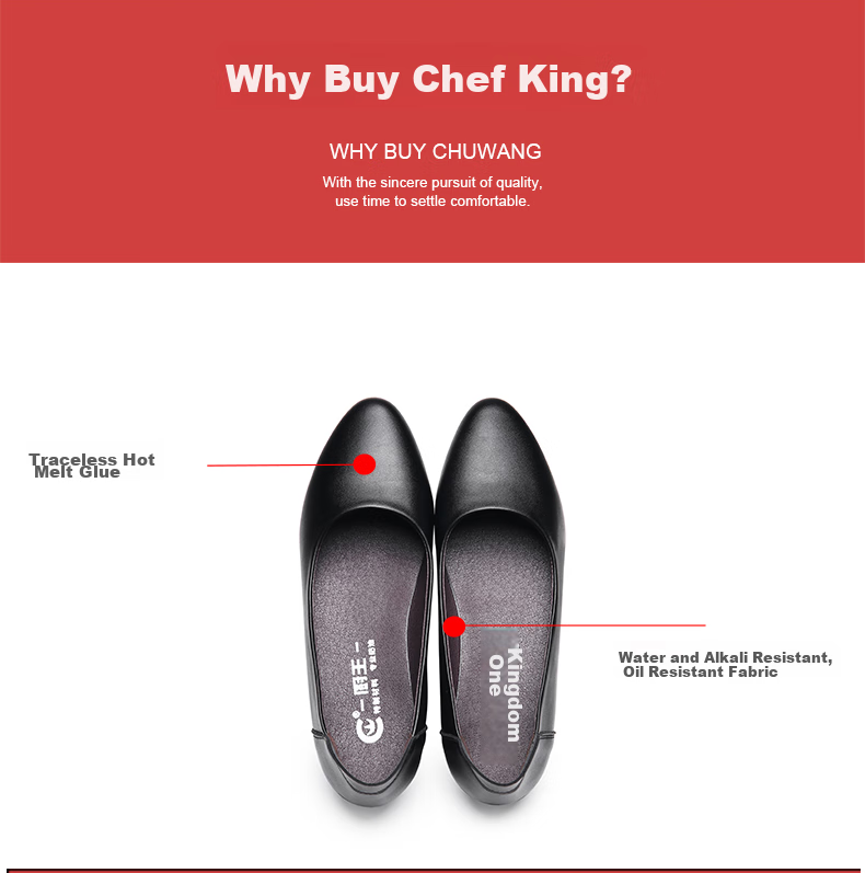 Chuwang Comfortable Leather Shoes for Women, Kitchen And Restaurant Waitress Work Shoes, Flat Spring And Summer Style 2002 Black Size 39 5
