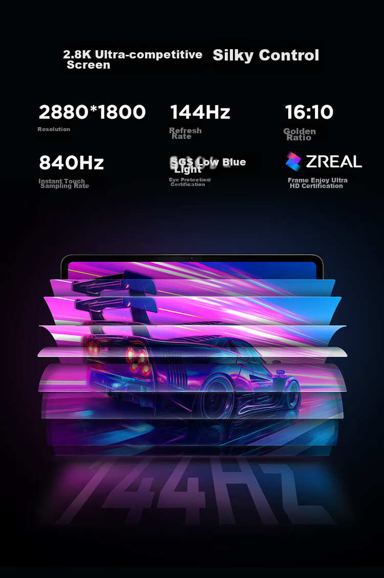 Nubiyahongmo Gaming Tablet Pro, 10.9-Inch LCD Screen, Snapdragon 8 Gen 3 Leading Edition, 2.8K 144Hz, 10100mAh Battery, 12GB+256GB, Dark Night, Gaming Tablet Computer 13