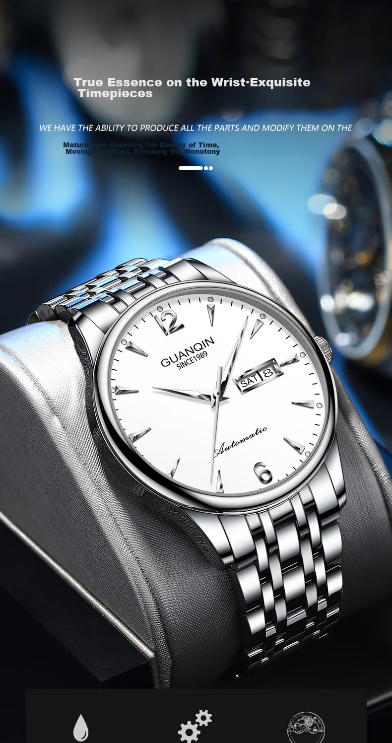 GUANQIN Men's Mechanical Watch, 2026 New Model Fully Automatic Business Style Waterproof Luminous Watch, Gift for Dad on Father's Day 2