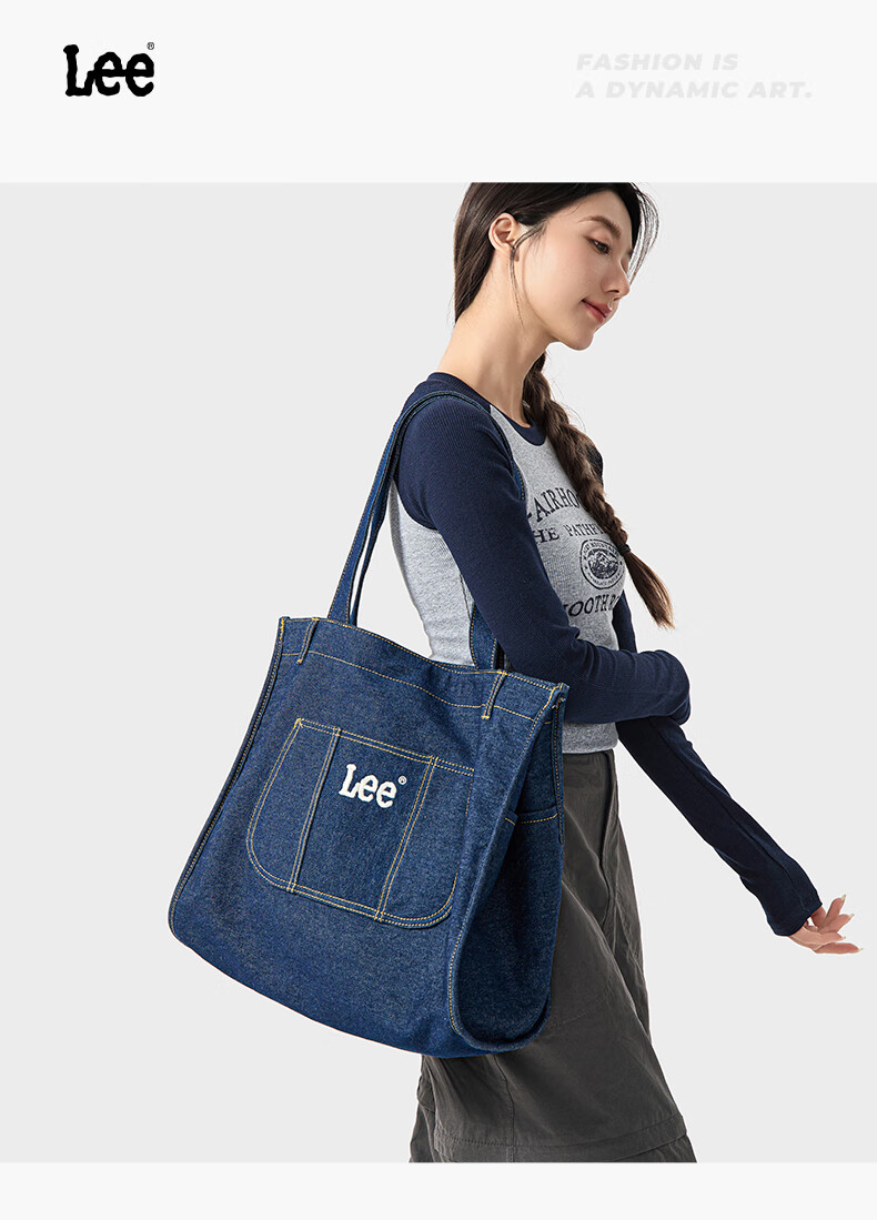 Lee High-Quality Tote Bag, New Versatile Commuter Large-Capacity Handbag for Women, Simple And Fashionable Shoulder Bag, Navy Blue 6