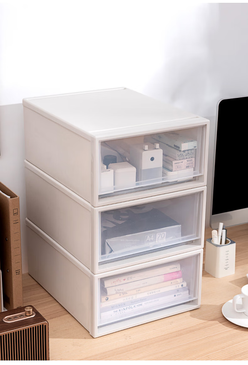 JEKO&JEKO Plastic Desktop Storage Box, Drawer-Style Office Desk Organizer, Storage Cabinet, Desk Organizer Box, Small Size, Pack of 3 17