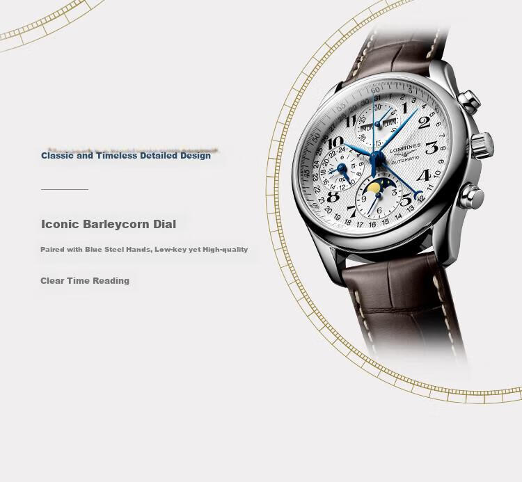 LONGINES Swiss Watch, Master Collection Chronograph, Men's Leather Strap Mechanical Watch, L26734783 6