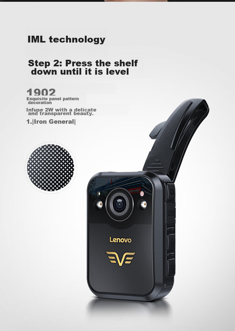 Lenovo Body-Worn Camera, Explosion-Proof, High-Definition Infrared Night Vision, 58 Million Pixels, Miniature Video Evidence Recording, DSJ-2W, 64GB 6