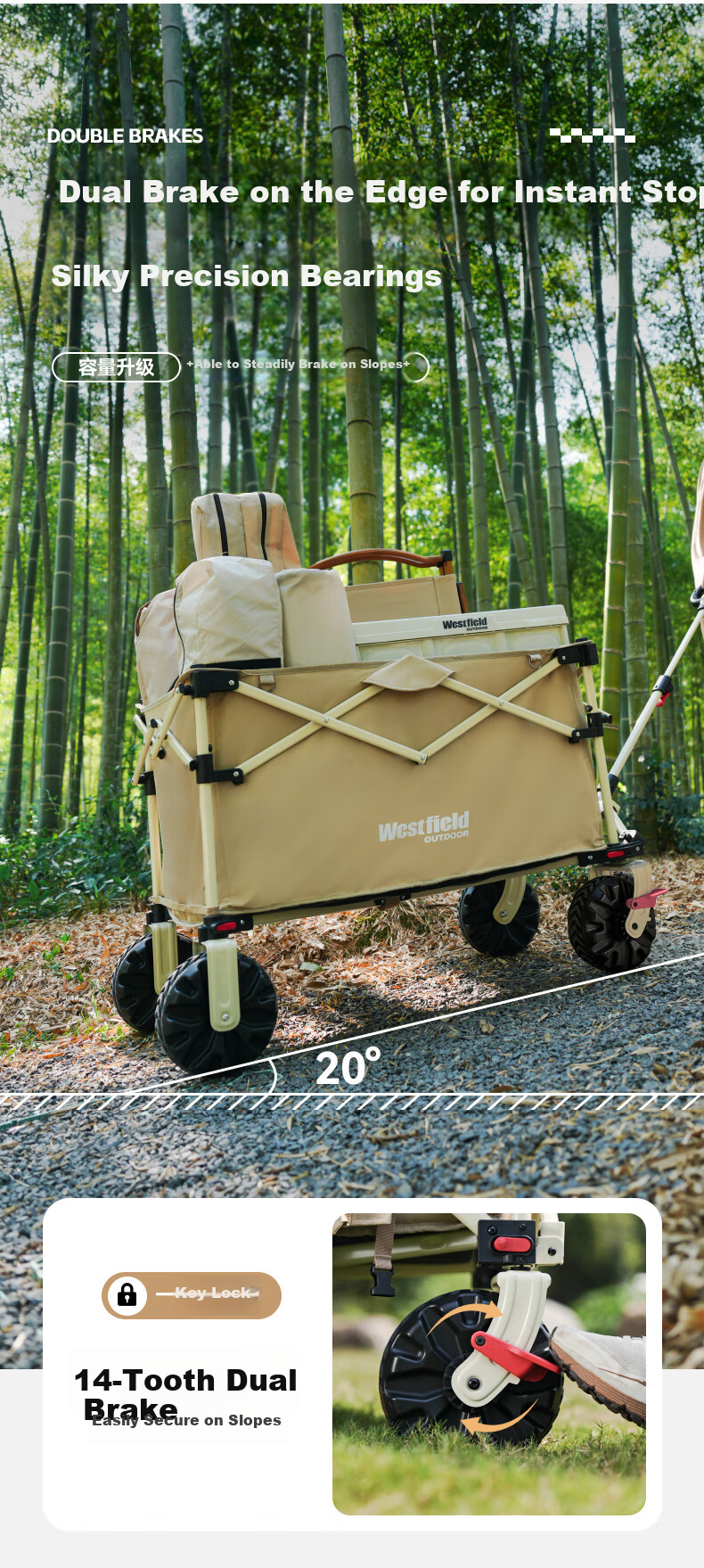 Westfieldoutdoor Folding Outdoor Camping Cart, High-Top Gathering And Heightening, Picnic Trolley, Stroller for Kids And Shopping, Pet Cart 8