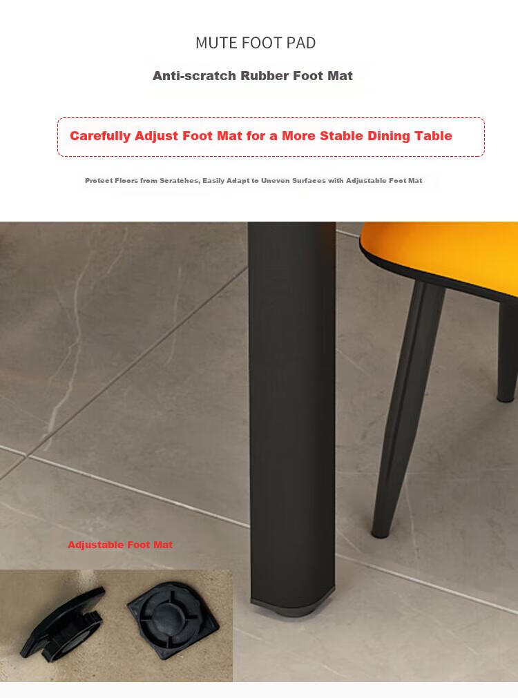 Fanshe Dining Table And Chair Set, Simple Luxury Glass Rock Slab Pattern, Compact Size for Home Dining Room, Rectangular Dining Table 14