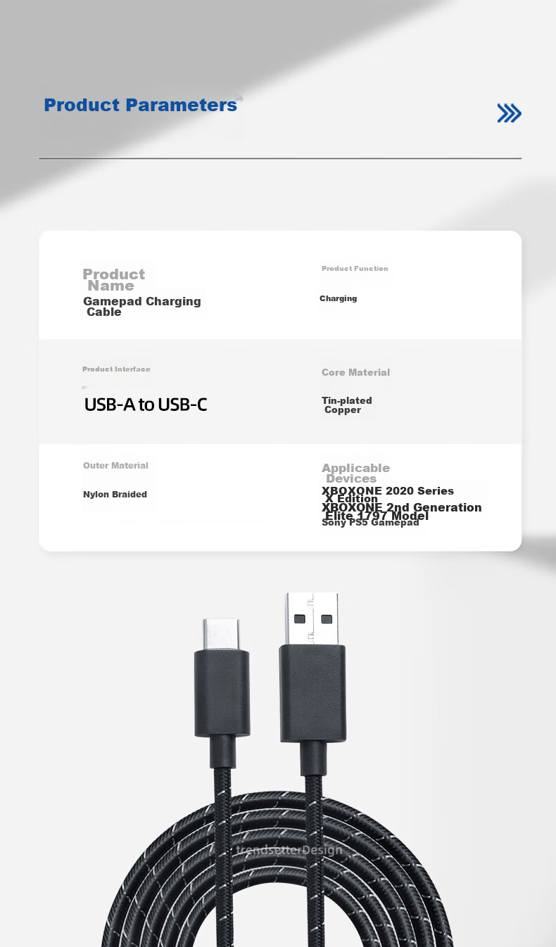 Trendsetter Wireless Controller Charging Cable for Xbox One, PS4, Windows Phone, Android to PC Extension Cord Slim Pro with US Versio 9