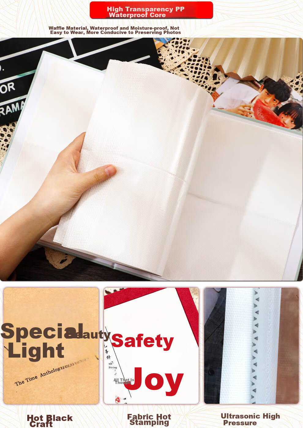 Longe 6-Inch Photo Album, Insert-Style Album, Laminated, Large Capacity, Children's Growth Record, Couple's Promise Record Album, Shiguangji Paper Cover 100 Cards - Vertical Photo Book 9