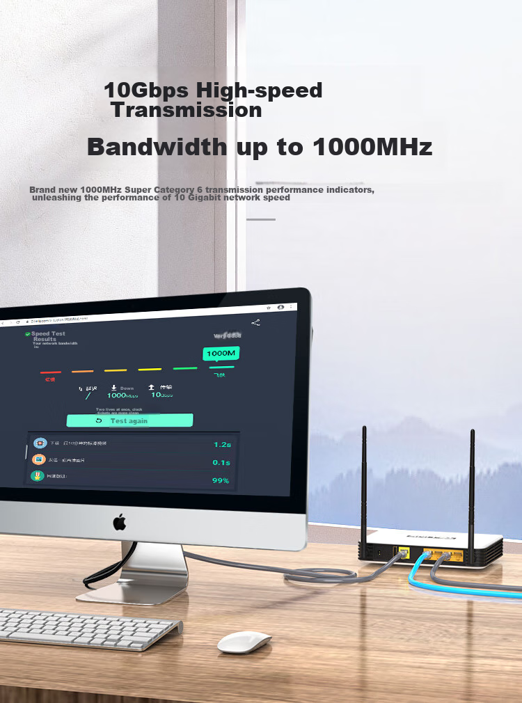 CHOOSEAL Cat6A Ethernet Cable, Single-Strand Pure Copper Thickened Cat6A Double-Shielded High-Speed Network Patch Cord, 10 Gigabit Network Connection, Computer Gaming Pre-Made Cable, 2 Meters, QS2669 4