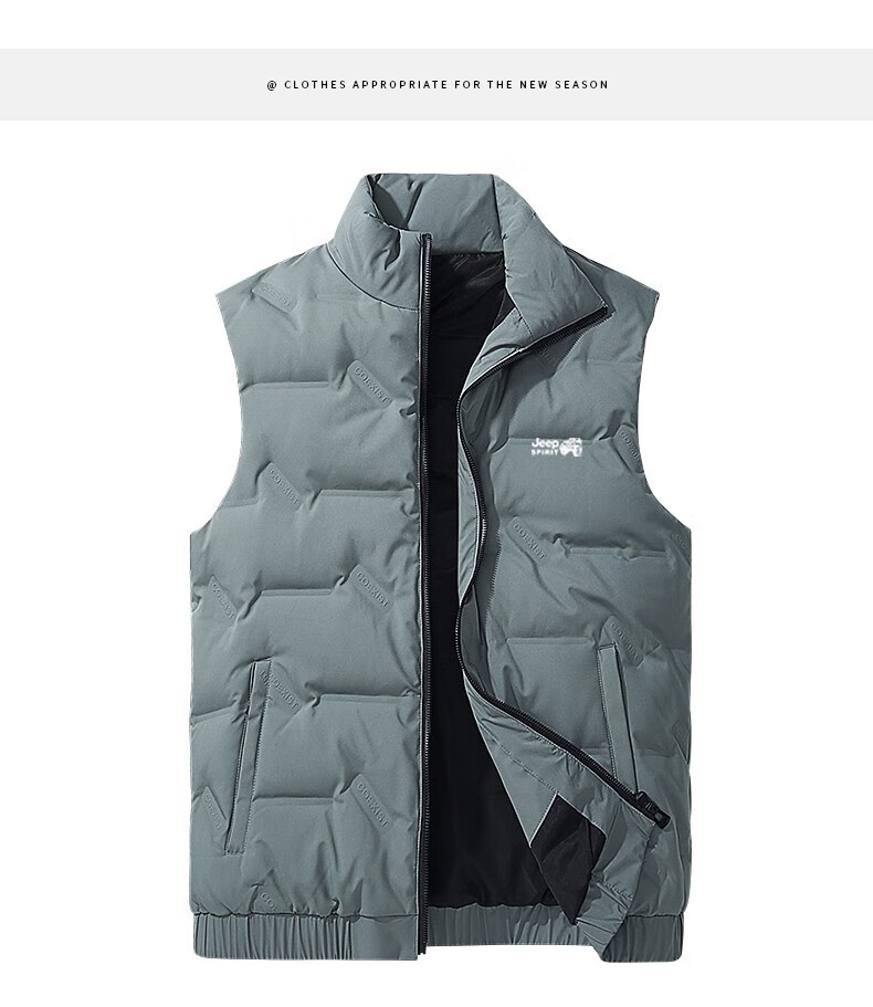 JEEP SPIRIT Men's down Vest Jacket, Winter Short Sleeveless down Coat, Stand Collar Breathable Outerwear, Black, 2XL 7