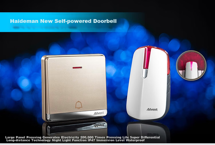 Advent F86-681PR Doorbell, Self-Powered Wireless Doorbell, Waterproof Household Call Butto 1