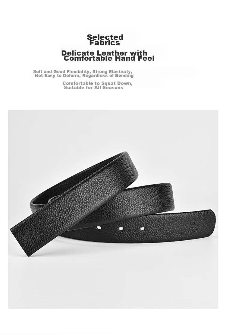 MONTAGUT Men's Belt, Men's Waistband without Buckle, Cowhide Leather Belt, Strap Belt for Men, New Year Gift 6