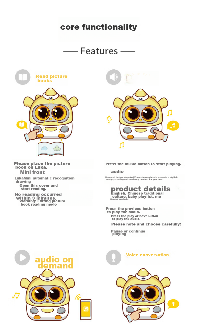Ling Luka Mini Reading Machine, Early Education Storyteller, AI Companion Robot, Intelligent Interactive Encyclopedia, Question And Answer, Children's Songs, Chinese Classics, Preschool Enlightenment, Ages 0-3 Birthday Gift 17
