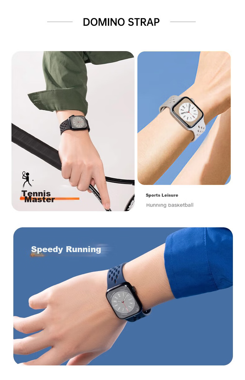 Mashi Compatible Apple Watch Band, Silicone Perforated Hollow Design for Ultra 4/3/iWatch/S12/11/10/9/8/7/6/SE, Breathable Magnetic Strap for Autum 9