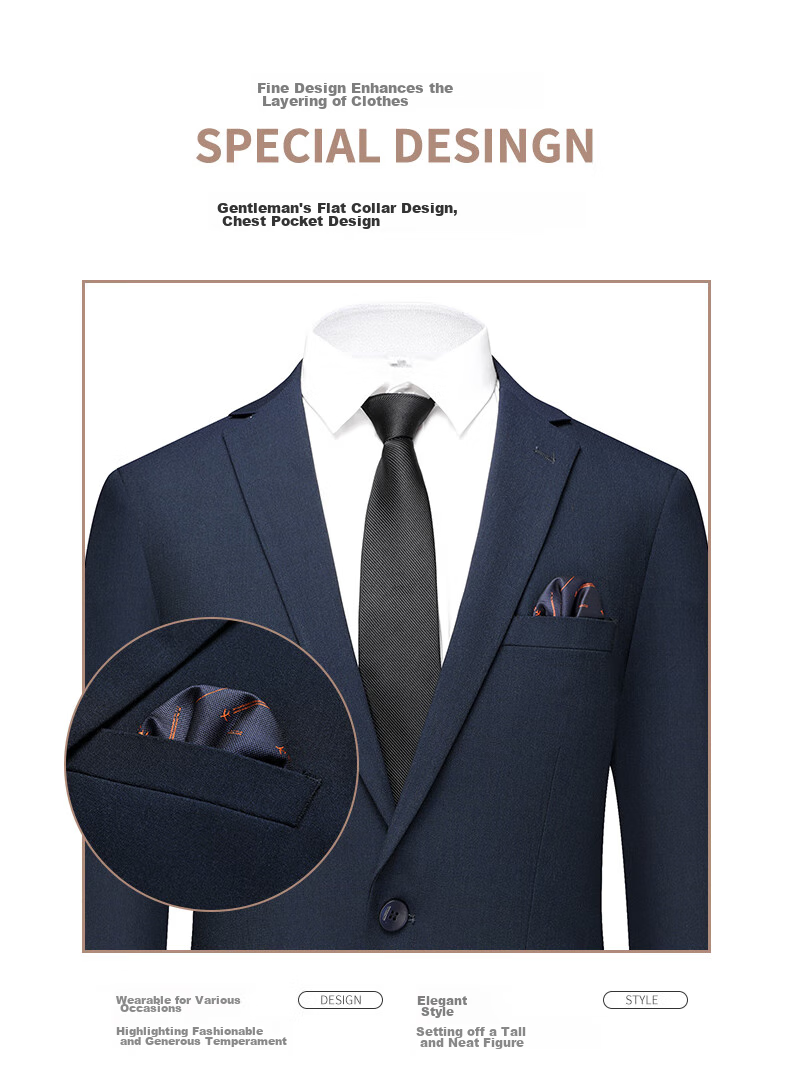 ROMON Men's Suit Set, All-Season Slim Fit Professional Formal Wear, Elastic Blazer for Business And Wedding Attire 3