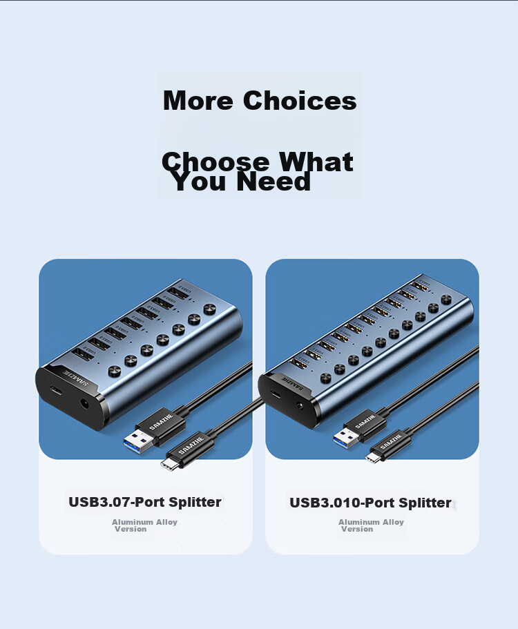 SAMZHE USB3.0 Hub, One-To High-Speed Expansion Dock, Laptop Hard Drive Keyboard Mouse Hub, 7-Port HUB Extension Cable, 1 Meter HB307 14