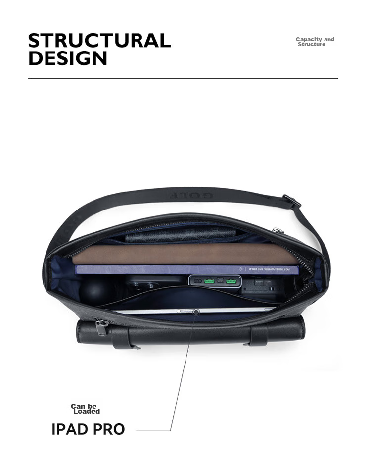 GOLF Shoulder Bag, Men's Crossbody Bag, Large Capacity IPad Pro Phone Bag, Water-Resistant Business Commuter Bag for Me 6