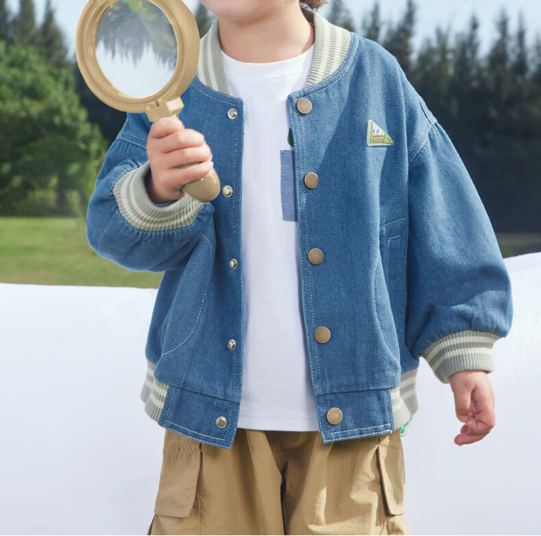 Ciciibear Boys' Jacket Spring And Autumn Style, Children's Denim Spring Outerwear, Boys' Baseball Uniform Clothing 2