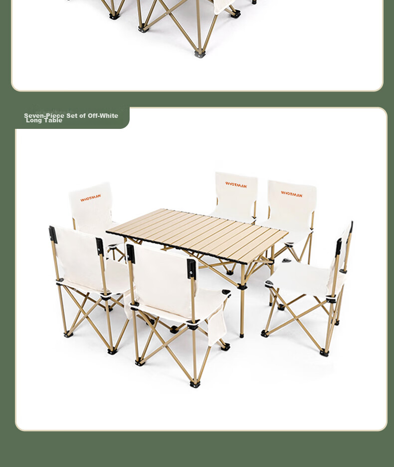 Woteman Outdoor Folding Table And Chair Set, Picnic Camping Lightweight Portable 7-Piece Set for Balcony Fire Pit Tea Brewing Table And Chairs 11