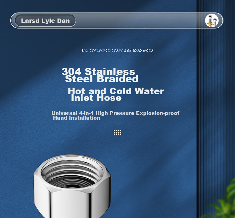 Larsd 304 Stainless Steel Inlet Hose, 50CM Toilet Inlet Pipe, Hot Water Heater Cold And Hot Universal Water Supply Pipe, BH605 1