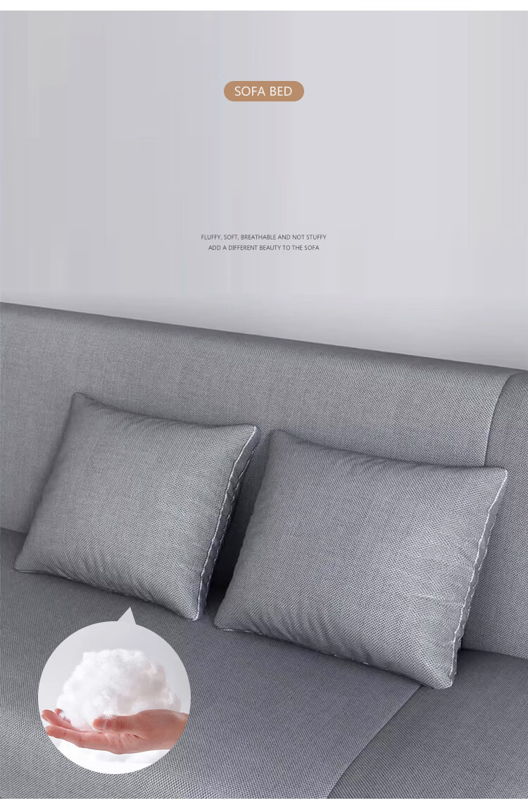 L&S Sofa, Living Room Folding Sofa Bed, Dual-Purpose for Small Apartments, Fabric Sofa, Four-Seater, 66A Light Gray, 1.8 Meters 10