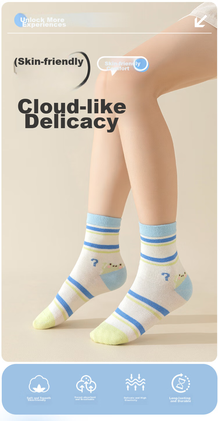 MiiOW Children's Socks for Boys, All-Season Cotton Mid-Calf Socks, Cartoon Breathable Socks for Kids And Toddlers 2
