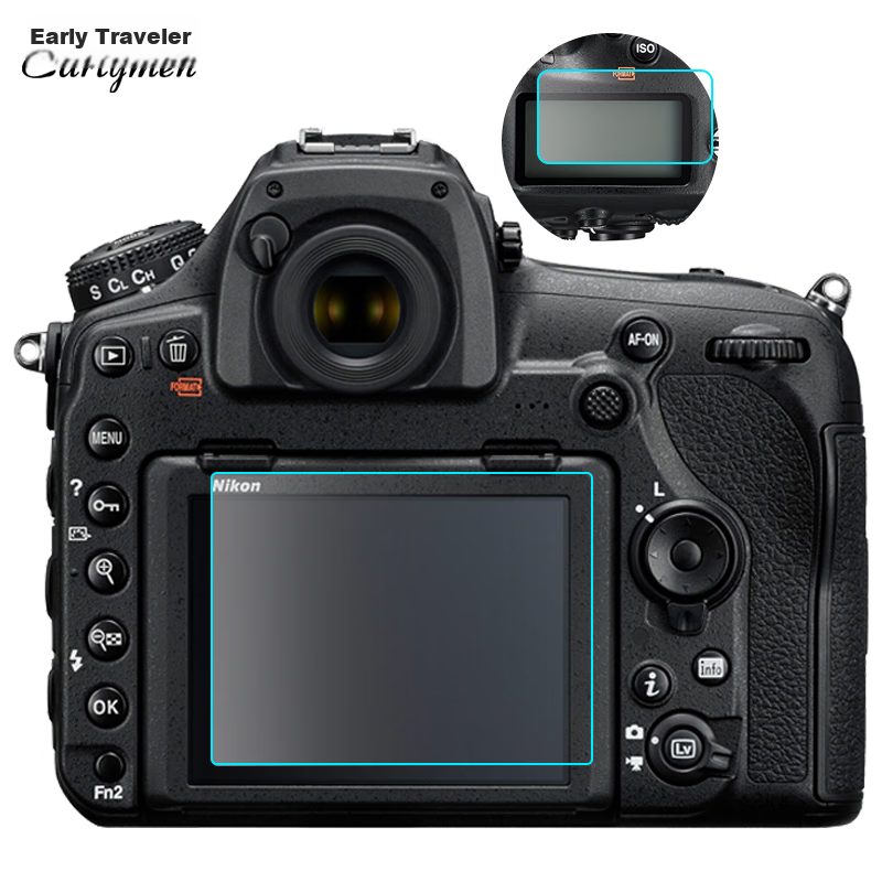 Earlymen Dual Pack, Suitable for Nikon D850 Tempered Glass Film, Camera Screen Protector, Adhesive Film, Screen Sticker, Glass Tempered Film, DSLR Accessory, Shoulder Screen Film Included