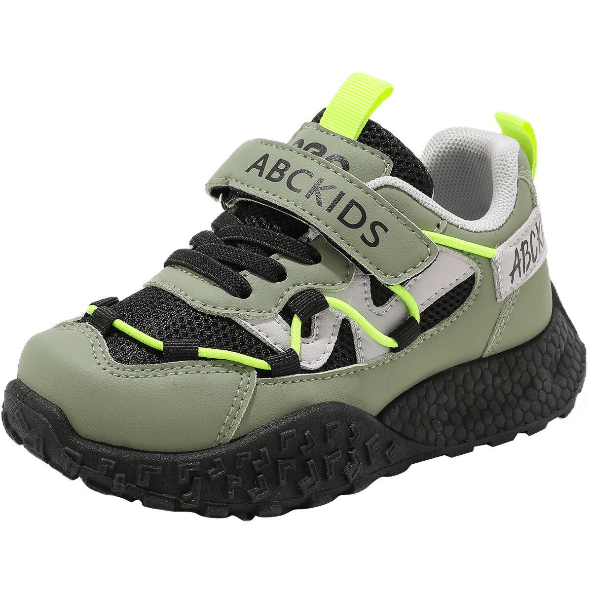 ABC KIDS Kids Running Shoes Unisex Soft Sole Lightweight Sports Shoes Thick Sole Versatile Elementary School Shoes Green Yellow Size 27