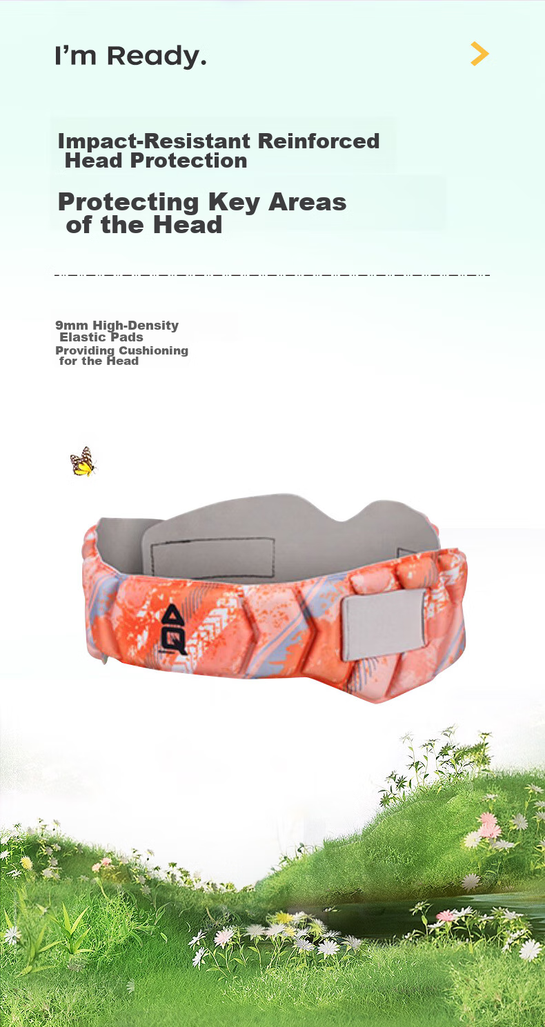 AQ Youth Children Sports Head Guard Football Basketball Volleyball Anti-Collision Fall Protection Headband C50106 Reinforced Orange M Size 2