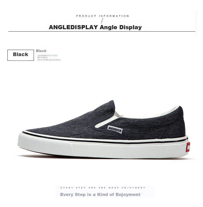 Warrior Canvas Shoes for Men, Comfortable Slip-On Loafers, Traditional Beijing Cloth Shoes, Casual Footwear A066 Gray 41 9