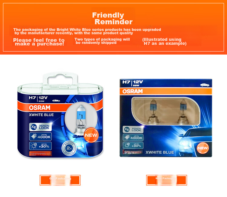 OSRAM Automotive Bulb, Headlight, High Beam, Low Beam, Halogen Lamp, Bright White Blue H1 [4000K], 12V 55W 1
