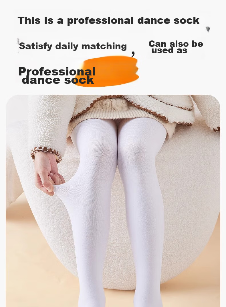 YUZHAOLIN Girls' Dance Tights, Autumn And Winter Fleece-Lined White Base Socks, for Dancing And Practice, Spring And Autumn Thin Fleece Children's Pantyhose 1