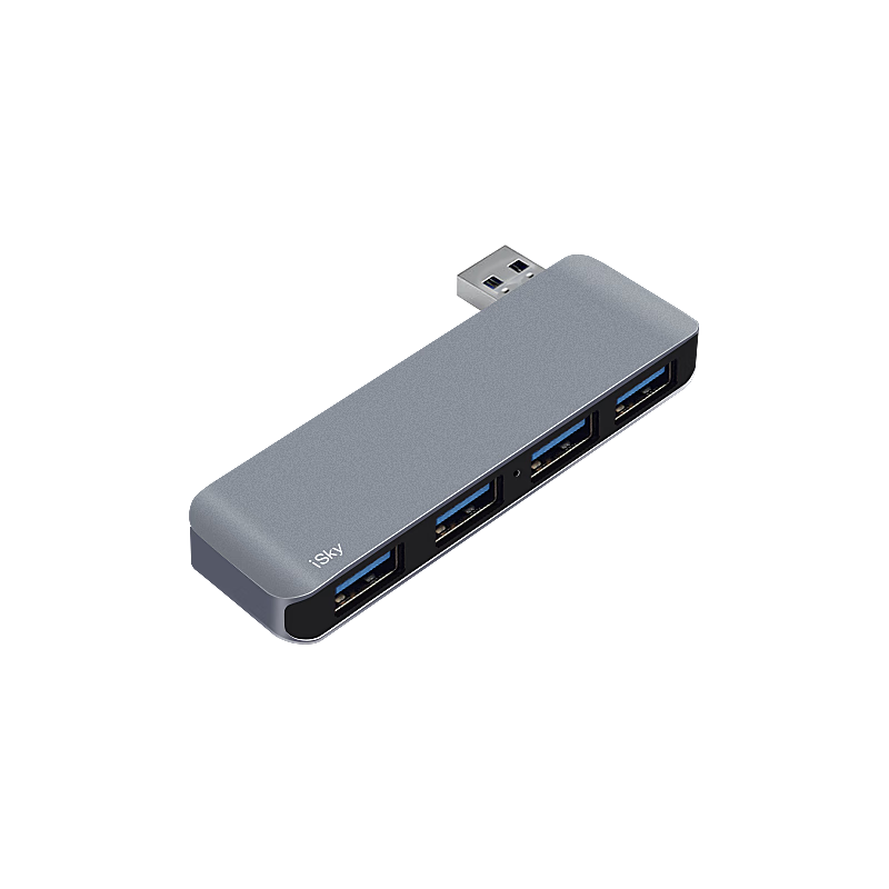 Isky USB 3.0 Hub Splitter, High-Speed 4-Port Hub Expansion Dock, One-To Right-Side Adhesive 4-Port USB Hub Laptop Adapter