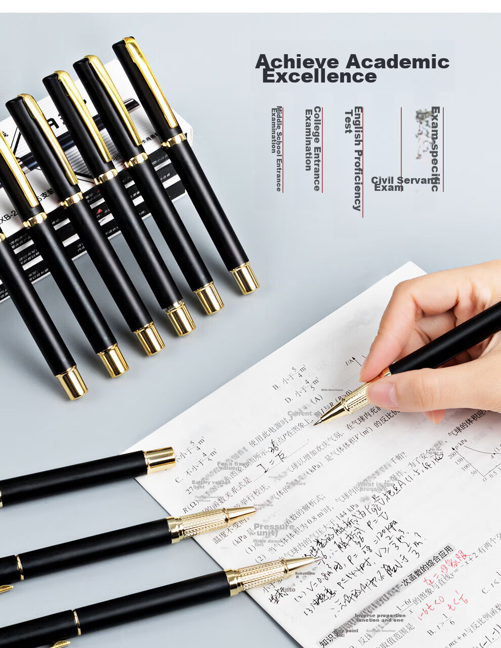 Longe [5-Pack] Business Gel Pens, 0.5mm Bullet Tip, Black Ink, Office Pens with Customizable Logo 2