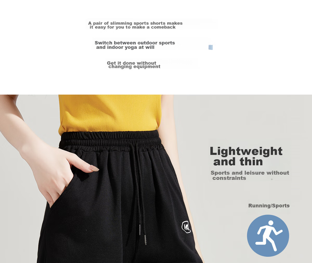 Halo Queen Women's Sports Shorts for Travel, Spring And Summer Casual Student High-Waist Mid-Length Pants, Loose-Fitting Running Shorts HW1KX61 3