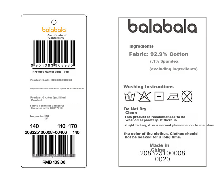 BALABALA BalaOne Girls' Long-Sleeve T-Shirt, Children's Autumn Striped Casual Top, 208325100008 12